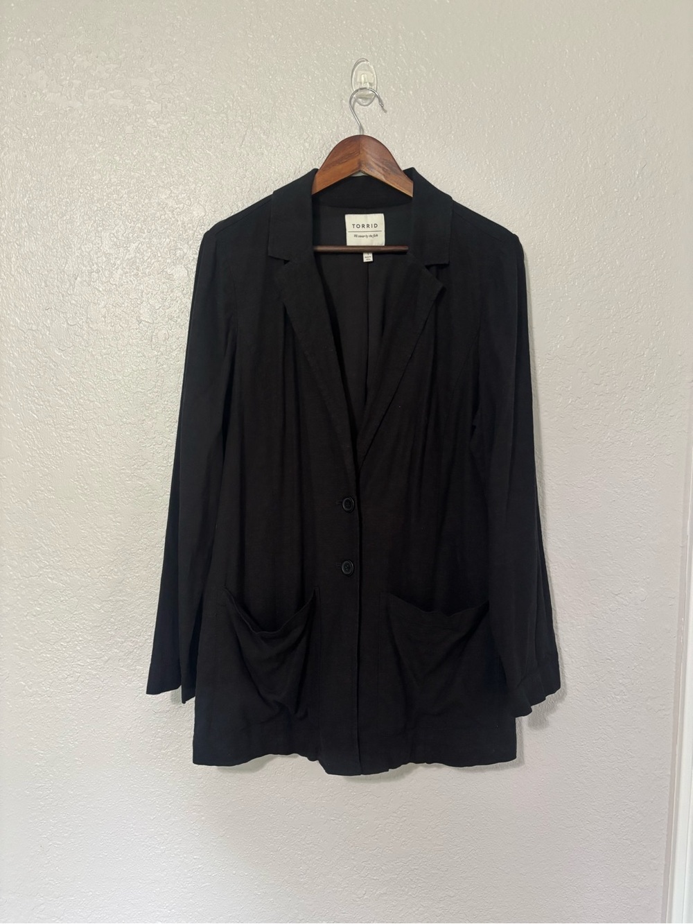 Torrid Black Lightweight Linen Blend Blazer Jacket